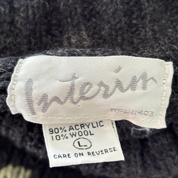 VTG Interim Turtleneck Sweater Abstract Floral Artsy 90s Women Large Cottagecore - Picture 11 of 12